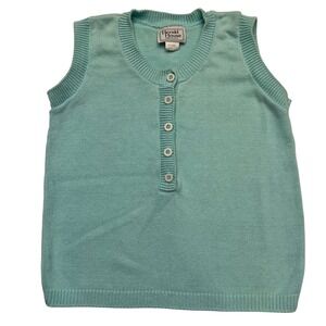 Herald House Vintage Aqua Blue Sweater Vest 100% Cotton Made in USA Size S/M